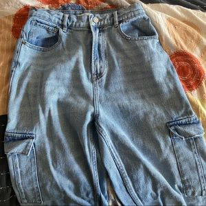 pacsun high rise straight cargo jeans